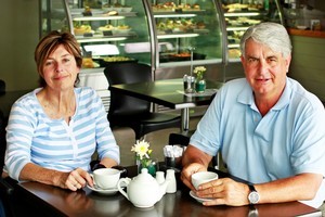 Erin and Neil Woodhams at Lombardis Cafe in Whenuapai. Photo / Steven McNicholl