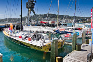 Velux 5 Oceans race yachts at Queens Wharf. Photo / Ainhoa Sanchez/ VELUX 5 OCEANS