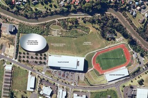 A $35 million world standard indoor cycling track (left) could become the first major project for the Super City. Photo / Supplied