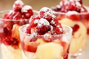 Raspberry rosewater custard trifles. Photo / Babiche Martens