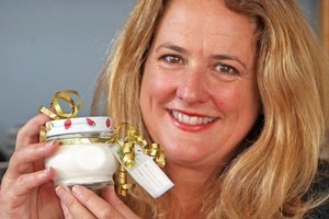 Wendyl Nissen prepares her homemade 'Rose All Natural Sunscreen' as a Christmas present. Photo / Janna Dixon