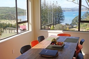 The holiday homes on Rotoroa are quirkily retro and well-equipped. Photo / Supplied