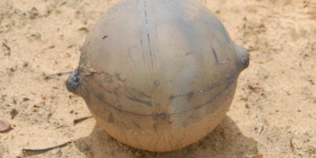 The mysterious metallic ball that fell into remote grassland in Namibia. Photo / Supplied