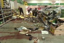 The scene at a Christchurch supermarket after the 1.58pm quake. Photo / Nathan Mercer (Twitter)