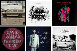 The top 6 albums of 2011 include The Black Keys, PJ Harvey, Foo Fighters, David Dallas, Andrew Keoghan and The Roots.