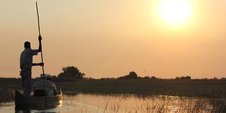 Gliding across the tranquil waters of the Okavango in a traditional mokoro. Photo / Jill Worrall