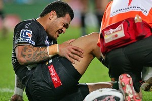 Taniela Tuiaki sustains an injury during the round 24 NRL match last season between the Wests Tigers and the Parramatta Eels. Photo / Getty Images