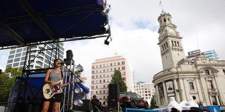 Warpaint at the Laneway Festival in Aotea Square, Auckland. Photo / Richard Robinson Warpaint at the Laneway Festival in Aotea Square, Auckland. Photo / Richard Robinson