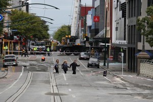 Damage to Armagh Street. Photo / NZPA