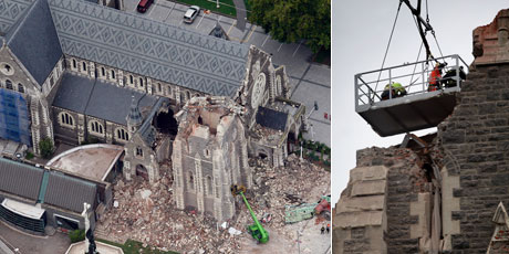 Recovery operations on the Cathedral in the Square continue. Photos / Sarah Ivey, Bradley Ambrose Recovery operations on the Cathedral in the Square continue. Photos / Sarah Ivey, Bradley Ambrose