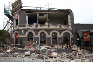 The Carlton Hotel, after the 6.3 earthquake. Photo / NZPA