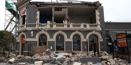 The Carlton Hotel, after the 6.3 earthquake. Photo / NZPA