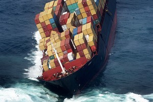 Eight more containers have fallen from the Rena. Photo / Alan Gibson