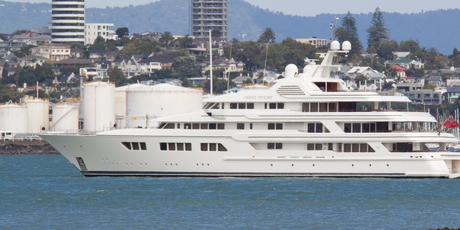 Ocean Victory anchored in front of Stanley Pt. Photo / Paul Estcourt