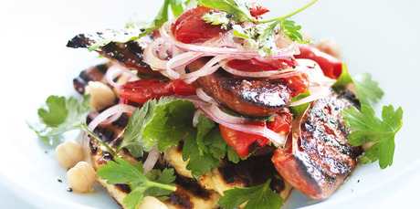 Haloumi, chickpea and chorizo salad. Photo / Chris Court