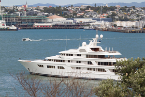 Superyacht Ocean Victory has attracted widespread interest. Photo / Paul Estcourt