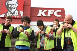 KFC's Double Down was in big demand but at the expense of other, higher-margin Restaurant Brands products. Photo / APN
