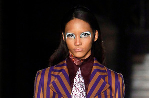 Prada-influenced embellished skirts, dresses and oversized coat dresses worn over trousers, appeared on Marc Jacobs and Louis Vuitton runways. Prada's own shows also focused largely on the pant. Photo / AP