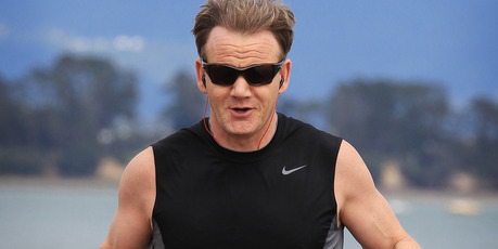 Celebrity chef Gordon Ramsay out for a run after settling a dispute with Duco Events over his failure to front at a charity dinner last year. Photo / Greg Bowker