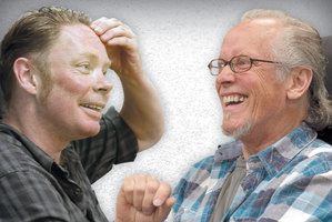 Delaney Davidson (left) and Ray Columbus. Photo / Ted Baghurst