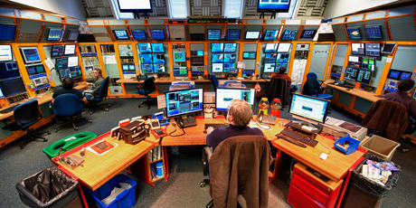 The accelerator control room at the now-shuttered Fermilab. Photo / Supplied