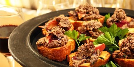 Chicken liver pate goes well with crostini. Photo / Janna Dixon