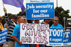 Port workers in Auckland have been told hundreds of their jobs will be outsourced. Photo / Getty Images