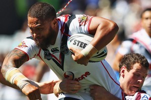 Manu Vatuvei in action against the Sea Eagles. Photo / Getty Images