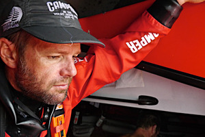 BRING IT ON: Sailing in a part of the world very few get to see, the inhospitable Southern Ocean, is one of the reasons Camper skipper Chris Nicholson is doing the round-the-world race. Photo / Hamish Hooper