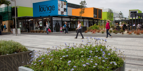 Rangiora businesses may soon need to trade out of shipping containers, like the Re:START Mall in central Christchurch shown here. Photo / Simon Baker