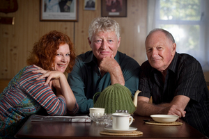 Actors Darien Takle (left) and Kevin Wilson, with director Raymond Hawthorne. Photo / Natalie Slade