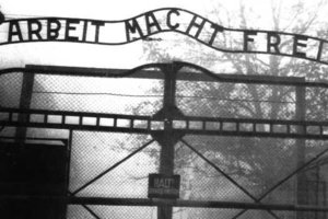 With Nazi collectibles commanding record prices, the metal sign over the entrance to the Auschwitz death camp was stolen, apparently to order. Photo / AP