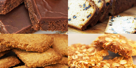 The legend, Tui Flower's, creations (clockwise from top left): Simple brownies; raisin loaf; scrunch and bran biscuits. Photo / Jason Burgess