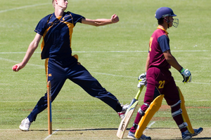 Auckland Grammar's Kyle Jamieson in action in the team's loss to Kings College at the Hal Marryatt Cup in Auckland. Picture / Paul Estcourt
