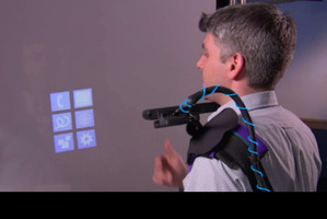 Microsoft Research's Wearable Multitouch Projector. Photo / Supplied