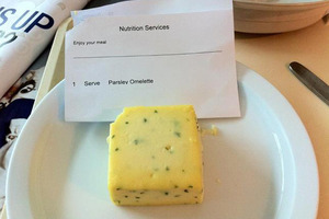 The unappetising 'parsley omelette' dished up to a patient at Auckland City Hospital. Photo / Supplied