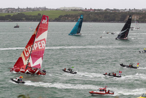 Teams leave Auckland at the start of the Volvo Ocean Race. Photo / Steven McNicholl