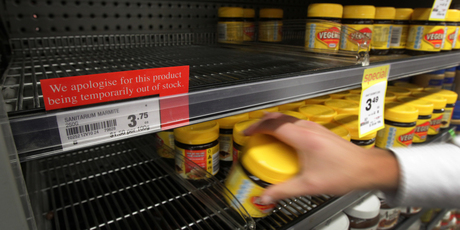 Vegemite is a possible alternative to the popular breakfast spread after shelves around the country have been stripped of Marmite. Photo / Sarah Ivey