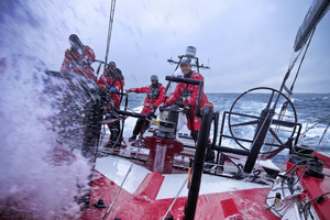 Daryl Wislang driving at high speed in the Southern Ocean onboard CAMPER. Photo / Hamish Hooper
