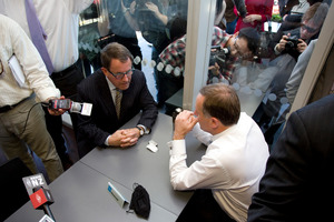 John Banks and John Key's chat was said to be confidential despite the invited media presence. Photo / Dean Purcell