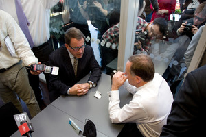 National Party leader John Key and Act Party member John Banks during the teapot tape saga. Photo / Dean Purcell