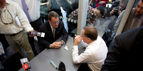 John Banks and John Key's chat was said to be confidential despite the invited media presence. Photo / Dean Purcell