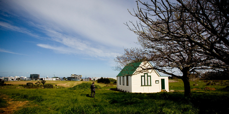 The 1856 Westney Methodist church was moved from its original site to Abbeville Farm Estate. Photo / Dean Purcell