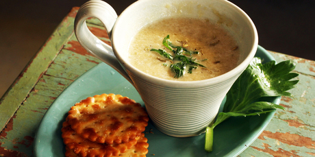Celery and fennel seed soup. Photo / Janna Dixon