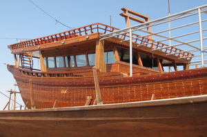 A boat being built in the shipyards of Sur. Photo / Jill Worrall