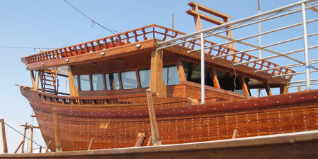 A boat being built in the shipyards of Sur. Photo / Jill Worrall