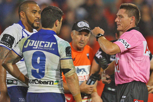 Bulldogs back-rower Frank Pritchard was suspended following a careless high tackle on Penrith's David Simmons in round one. Photo / Getty Images