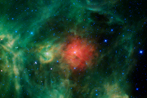 'The 'Wreath Nebula' shot by NASA's Wide-field Infrared Survey Explorer (WISE) mission. Photo / NASA