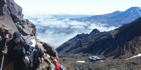 Travellers out for a bit of summer climbing on Mt Ruapehu. Photo / Supplied