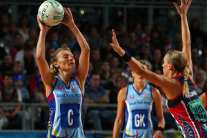 Natasha Chokljat of the Steel looks to pass the ball during the round eight ANZ Championship match between the Melbourne Vixens and the Southern Steel. Photo / Getty Images